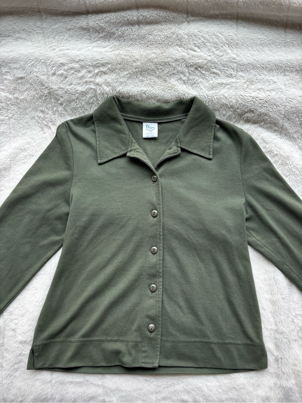 Vintage 90s Weekenders Olive Green Button Up Knit Shacket Shirt - Made in Canada